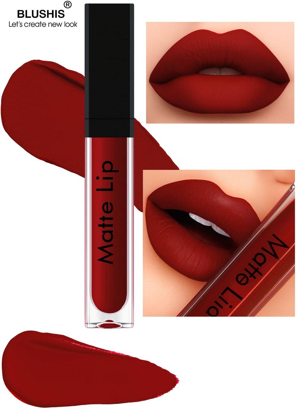     			BLUSHIS Maroon Matte Smudge Free Liquid Lipstick ( Pack of 1 )