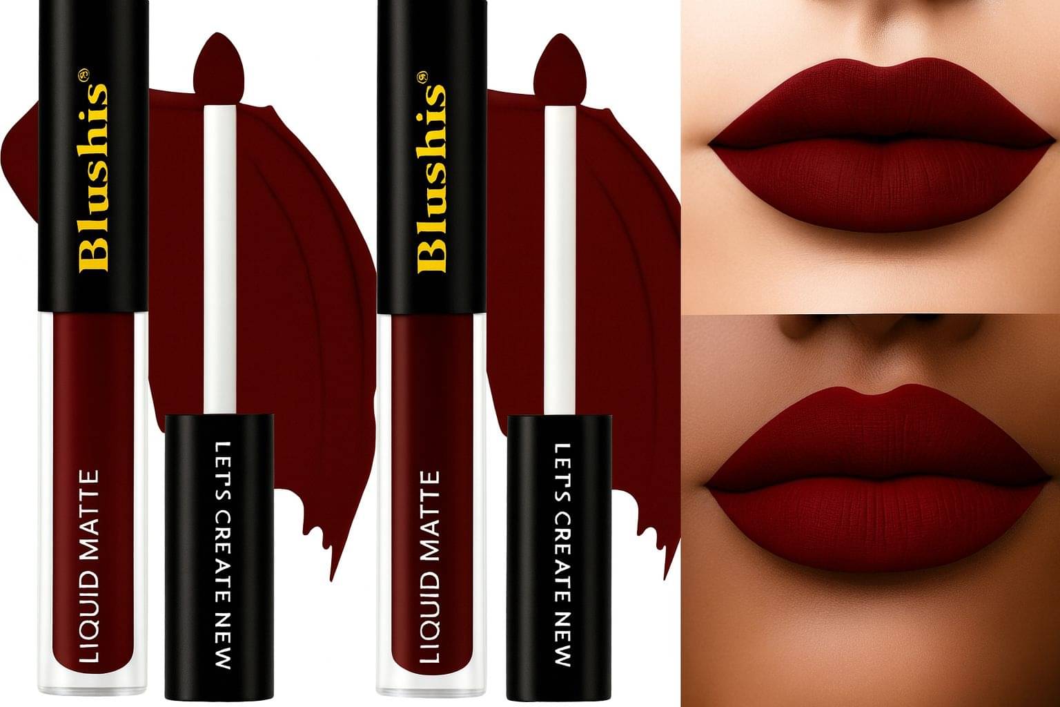     			BLUSHIS Maroon Matte Smudge Free Liquid Lipstick ( Pack of 1 )