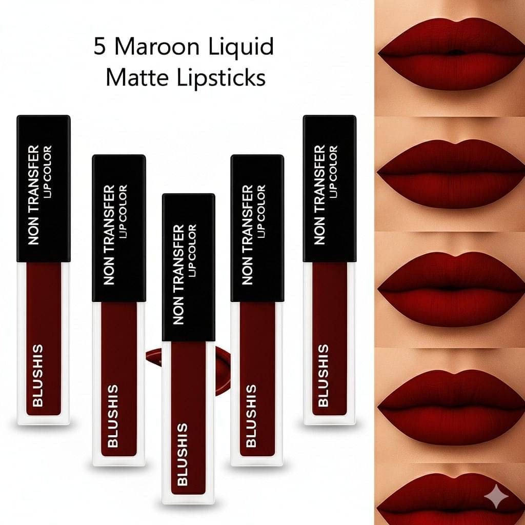 BLUSHIS Maroon Matte Smudge Free Liquid Lipstick ( Pack of 5 ) BLUSHIS Maroon Matte Smudge Free Liquid Lipstick ( Pack of 5 )