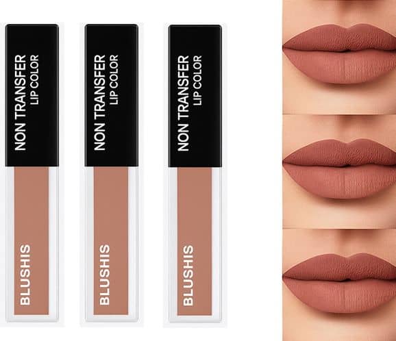 BLUSHIS Nude Matte Smudge Free Liquid Lipstick ( Pack of 3 )