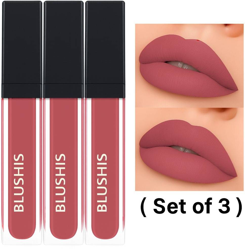     			BLUSHIS Peach Matte Smudge Free Liquid Lipstick ( Pack of 3 )