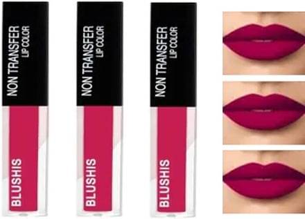     			BLUSHIS Pink Matte Smudge Free Liquid Lipstick ( Pack of 3 )