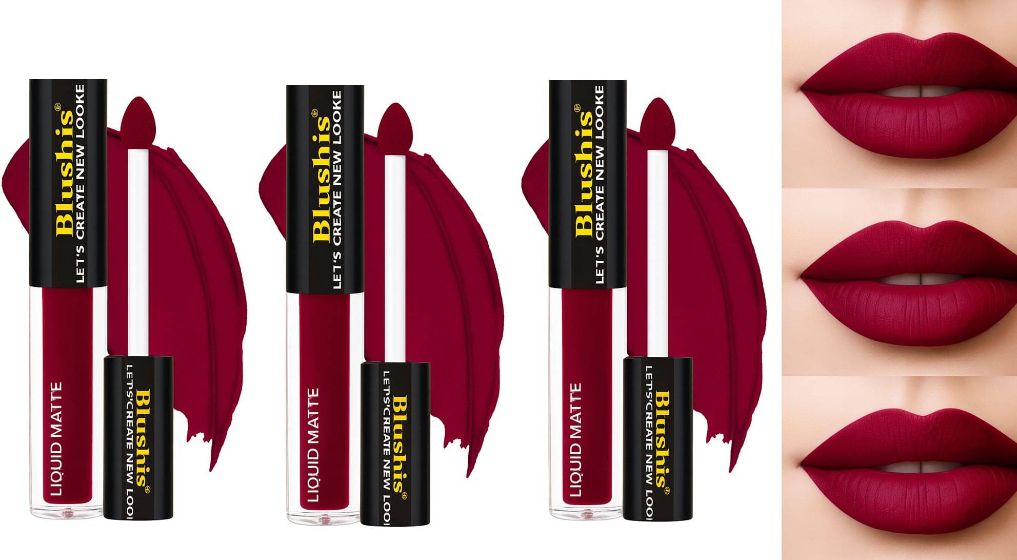     			BLUSHIS Pink Matte Smudge Free Liquid Lipstick ( Pack of 3 )