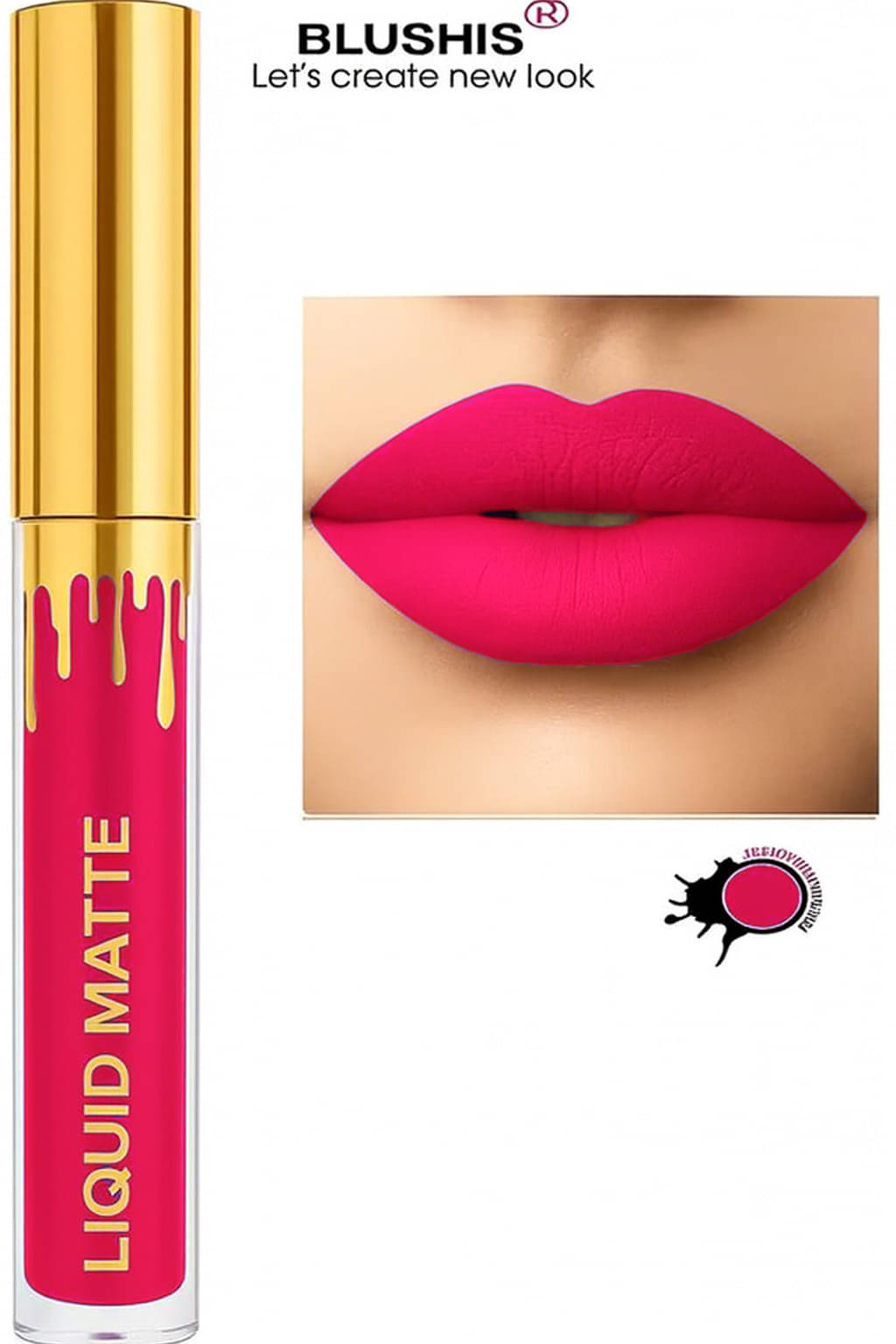     			BLUSHIS Pink Matte Smudge Free Liquid Lipstick ( Pack of 1 )