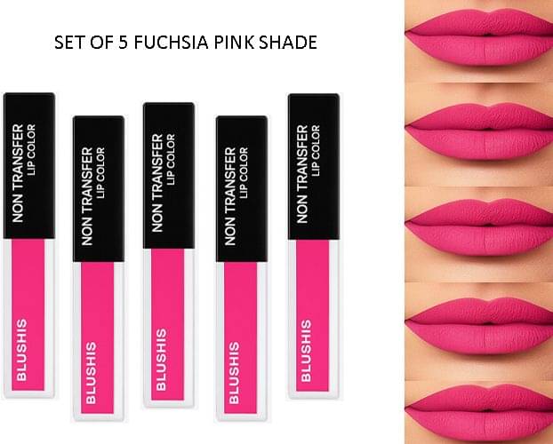     			BLUSHIS Pink Matte Smudge Free Liquid Lipstick ( Pack of 5 )