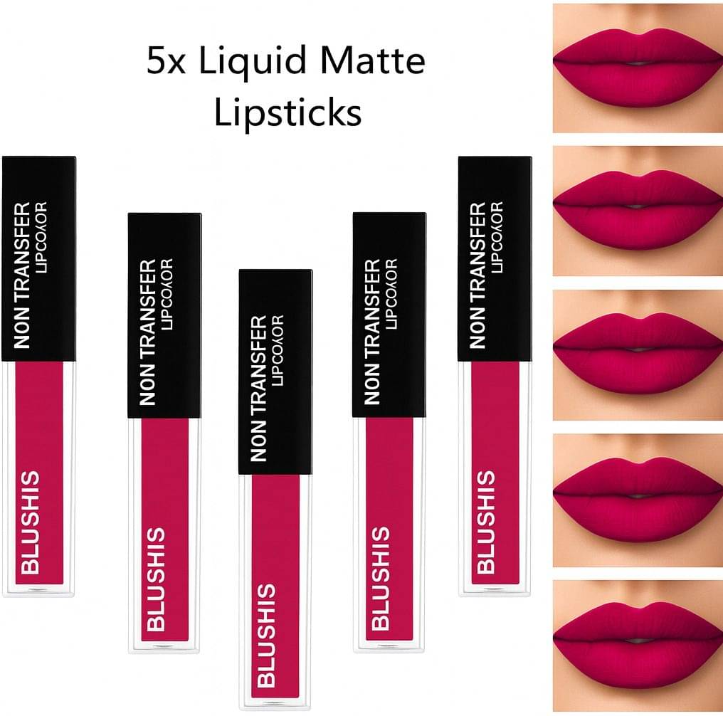     			BLUSHIS Pink Matte Smudge Free Liquid Lipstick ( Pack of 5 )