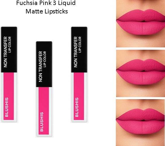     			BLUSHIS Pink Matte Smudge Free Liquid Lipstick ( Pack of 3 )