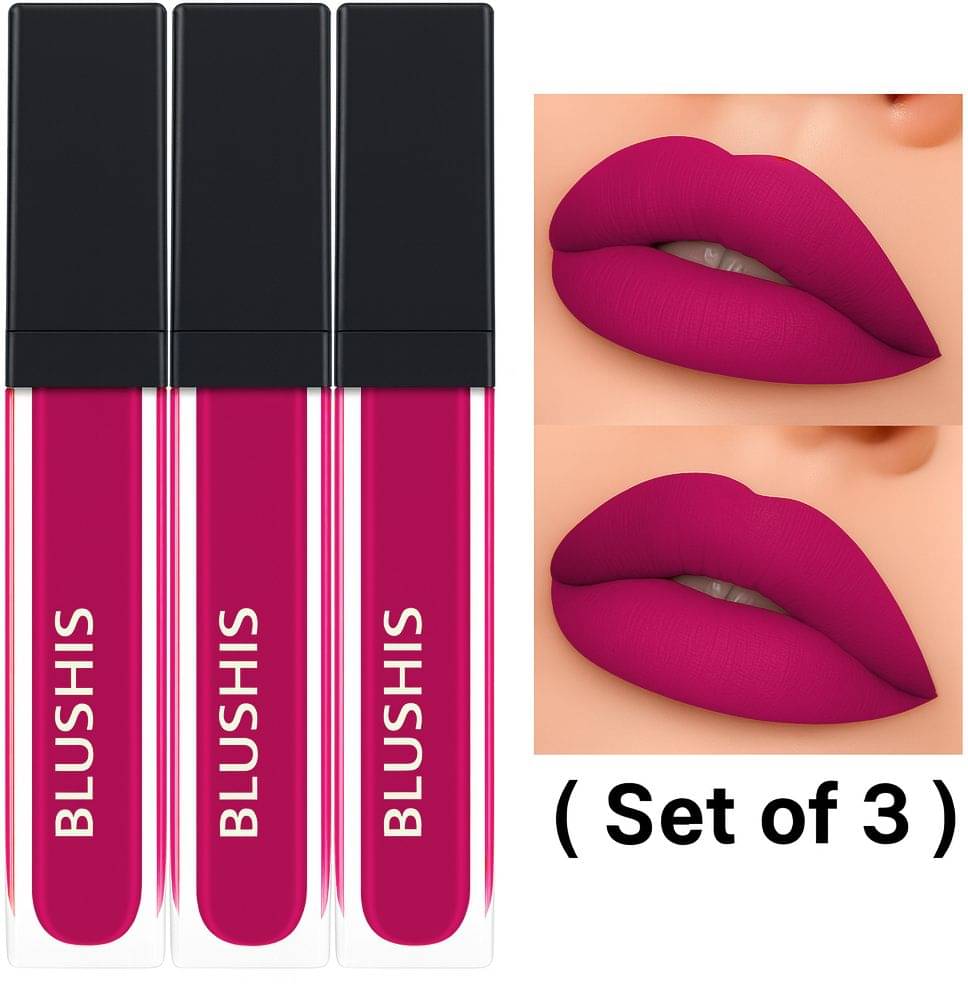     			BLUSHIS Pink Matte Smudge Free Liquid Lipstick ( Pack of 3 )