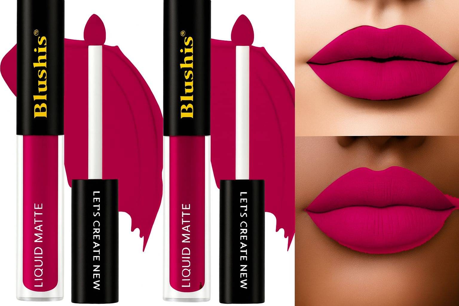     			BLUSHIS Pink Matte Smudge Free Liquid Lipstick ( Pack of 2 )