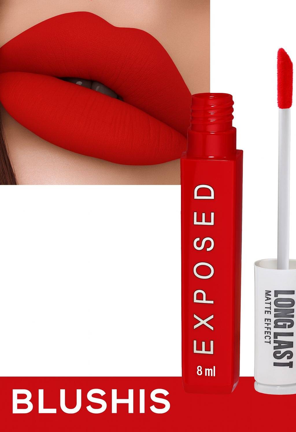     			BLUSHIS Red Matte Smudge Free Liquid Lipstick ( Pack of 1 )