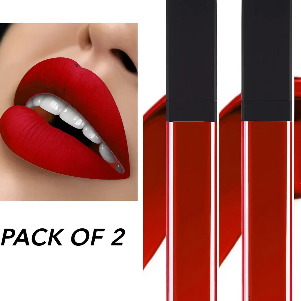     			BLUSHIS Red Matte Smudge Free Liquid Lipstick ( Pack of 2 )
