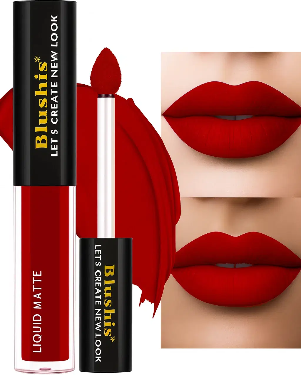     			BLUSHIS Red Matte Smudge Free Liquid Lipstick ( Pack of 1 )