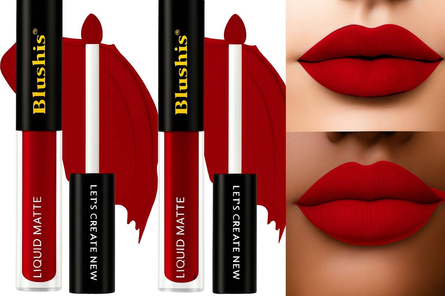     			BLUSHIS Red Matte Smudge Free Liquid Lipstick ( Pack of 1 )