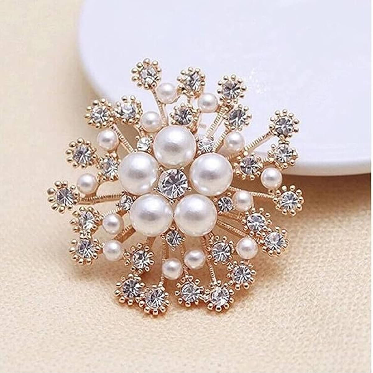 CRAYLUXE Cream Brooches & Saree Pins ( Pack of 1 ) CRAYLUXE Cream Brooches & Saree Pins ( Pack of 1 )