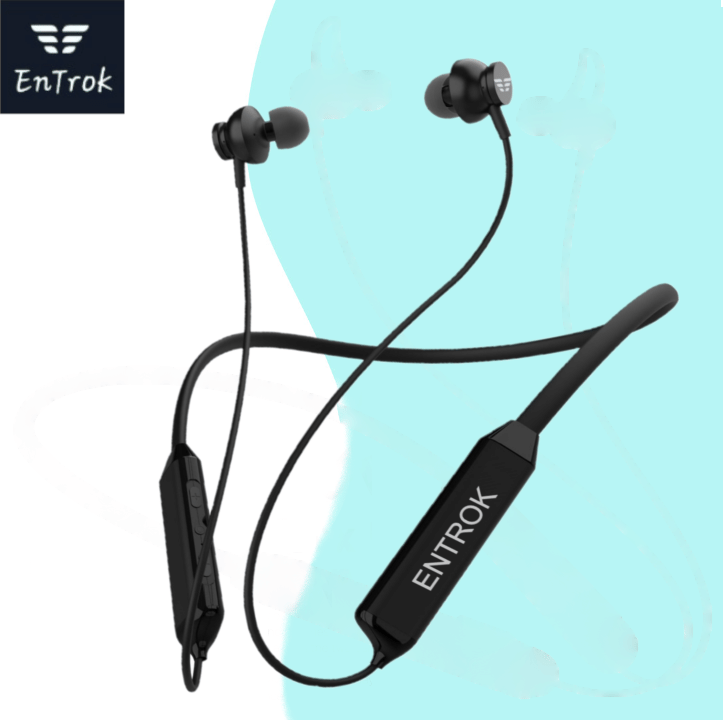    			ENTROK AirBass X1 Bluetooth Neckband with Mic, 20Hr Playtime, Type-C Fast Charging, Deep Bass, Magnetic Earbuds, Wireless Earphones (Black/Grey/Green)