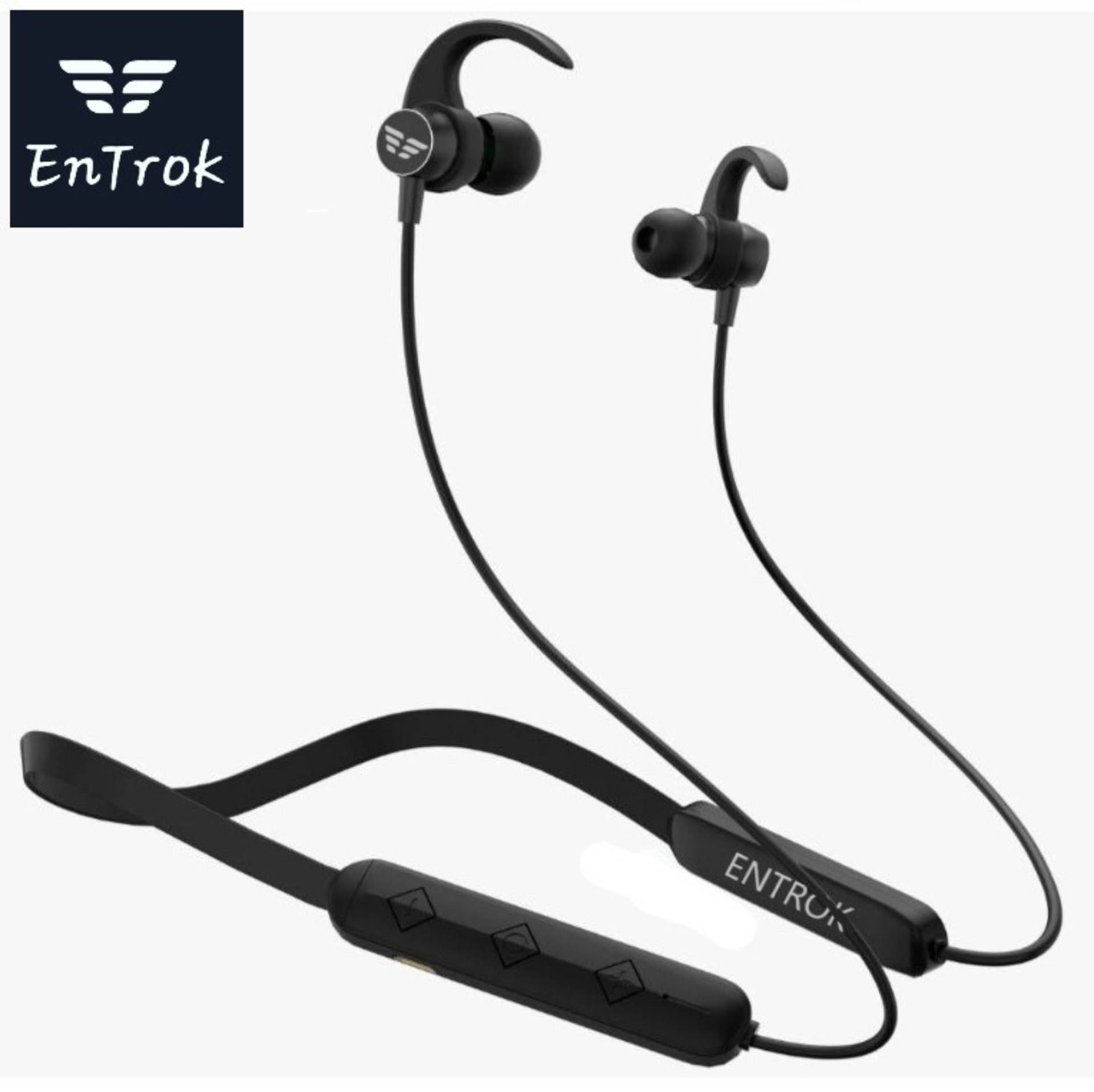     			ENTROK EchoTune 500 Bluetooth Neckband with Mic, 20Hr Playtime, Type-C Fast Charging, Deep Bass, Magnetic Earbuds, Wireless Earphones (Black)
