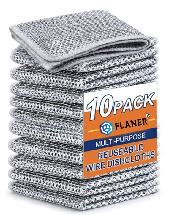 Flaner MultiUse Stainless Steel Scrubber Non-Scratch Wire Dishwash Bar Dishcloth for Washing cookware cleaner(PACK OF 10)     			Flaner MultiUse Stainless Steel Scrubber Non-Scratch Wire Dishwash Bar Dishcloth for Washing cookware cleaner(PACK OF 10)