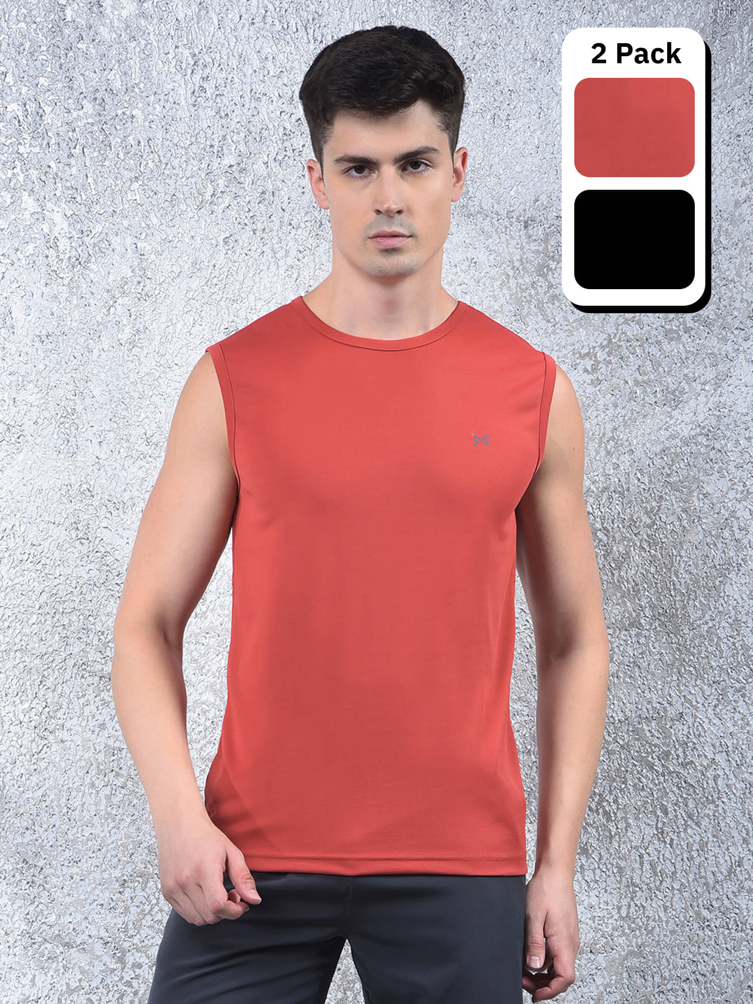 Force NXT Multicolor Polyester Regular Fit Men's Tanks ( Pack of 2 )