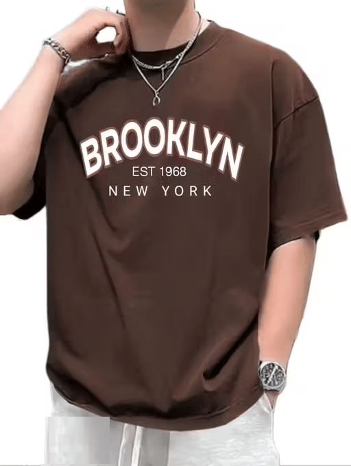     			Generic RAW CLOTHING Men Cotton Regular Fit Solid T-Shirt ( Brown )