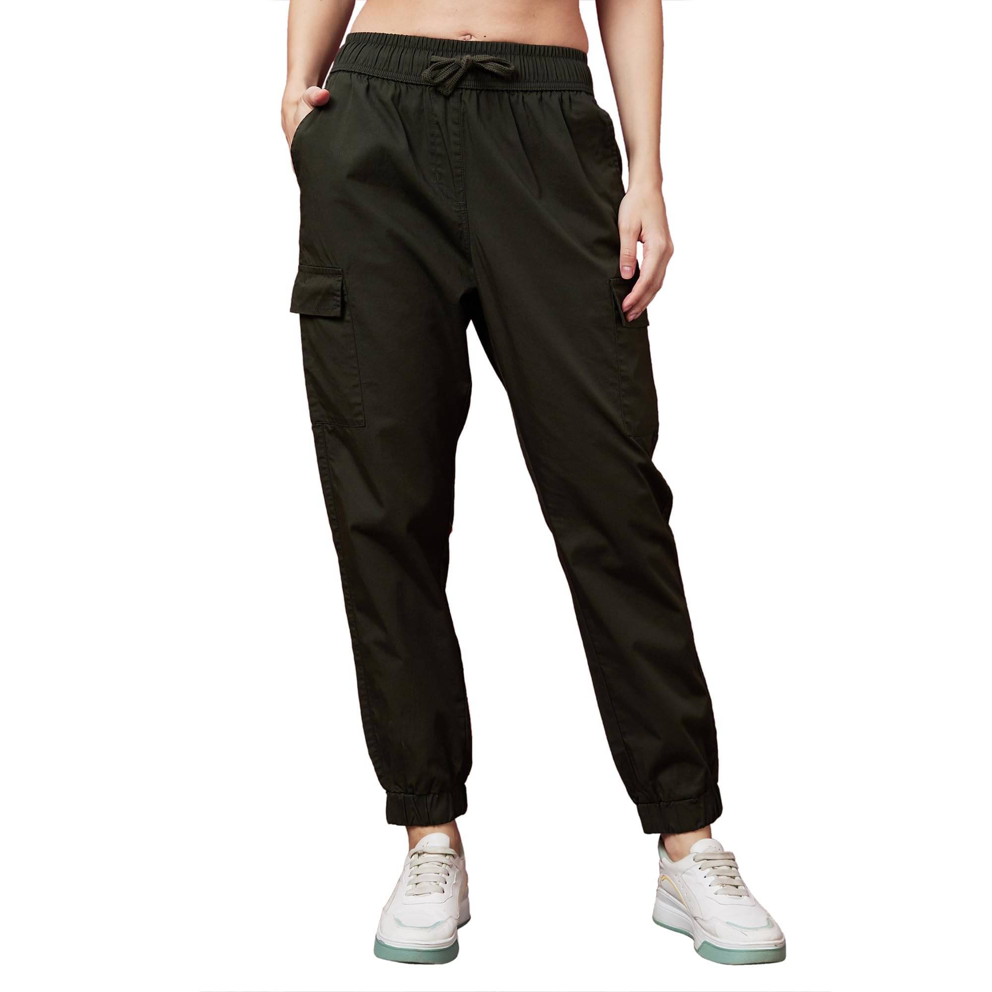     			Globus Women Cotton Blend Casual Trousers ( Green )