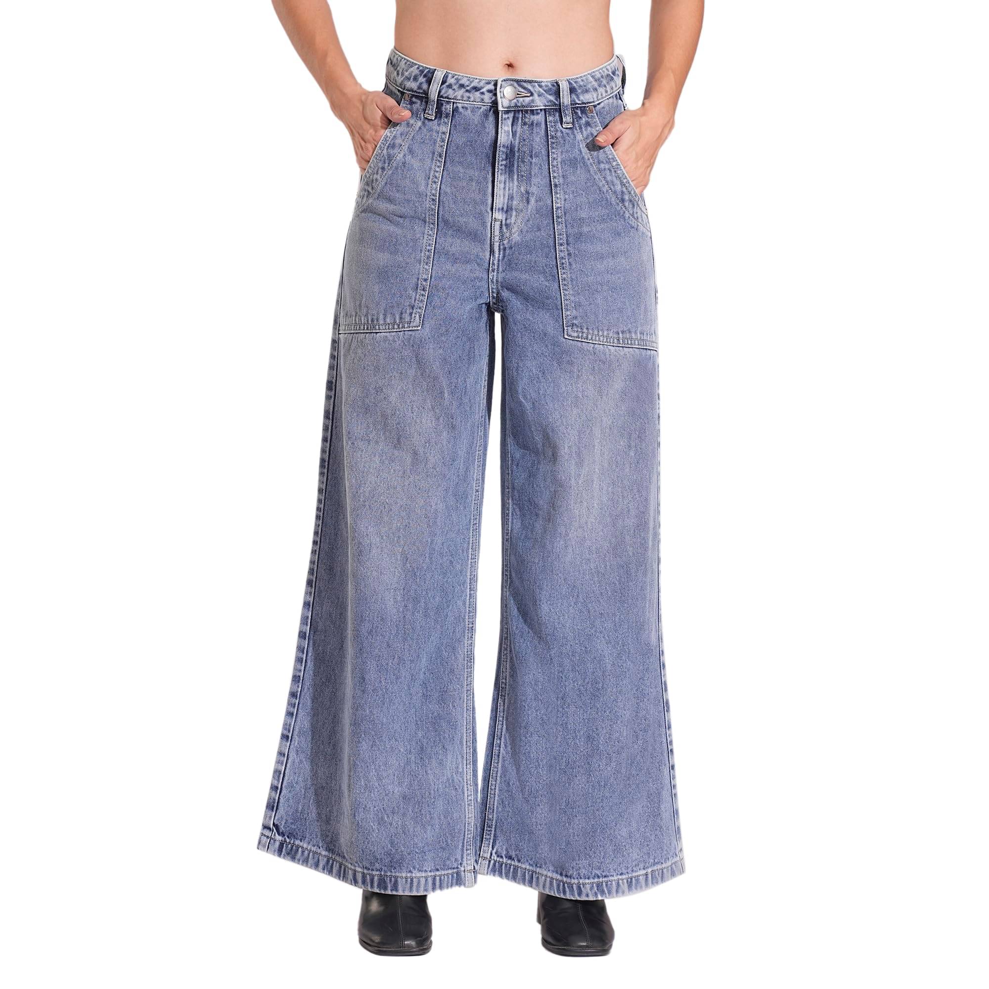     			Globus Women's Relaxed Fit High-Rise Jeans ( Blue )