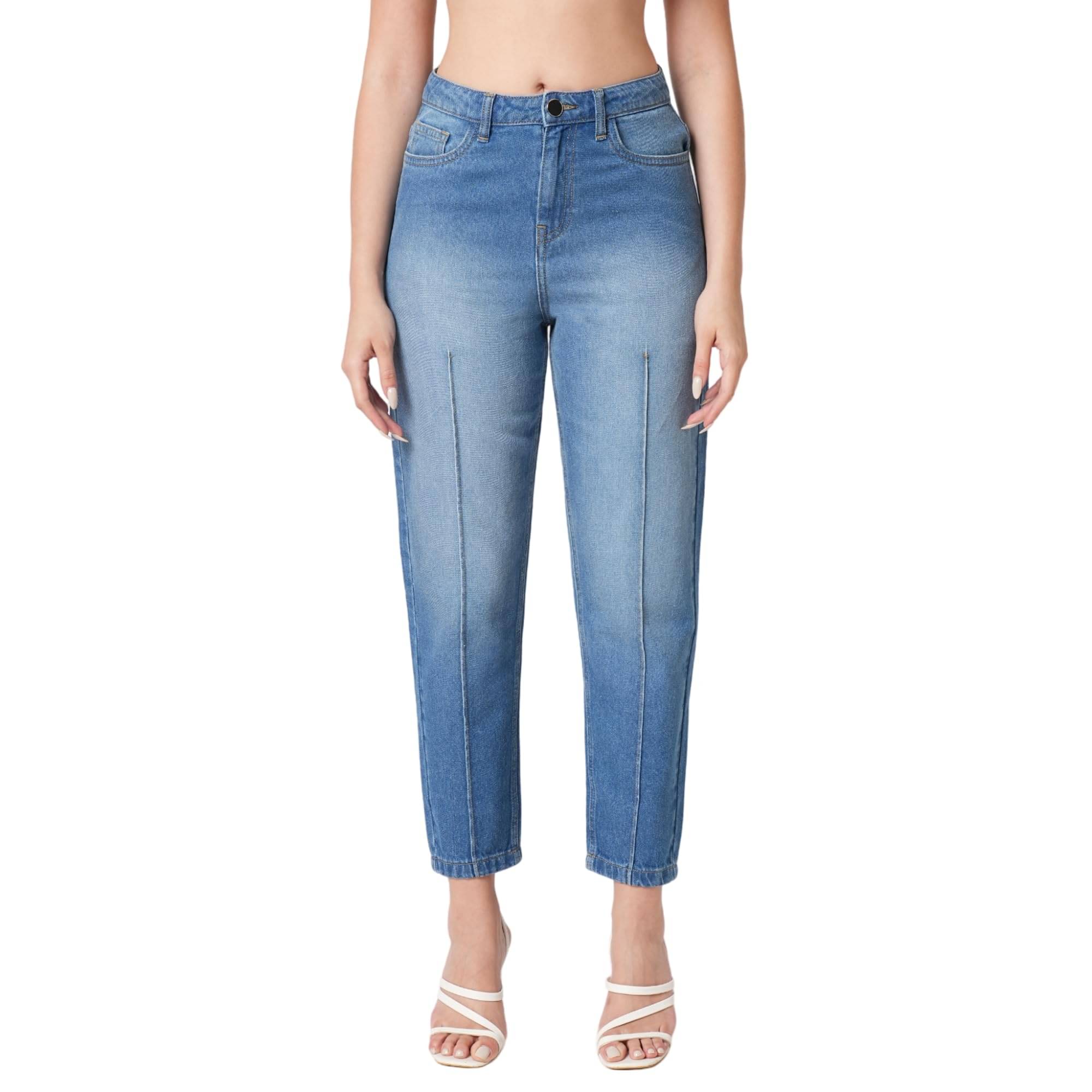     			Globus Women's Relaxed Fit Mid-Rise Jeans ( Blue )