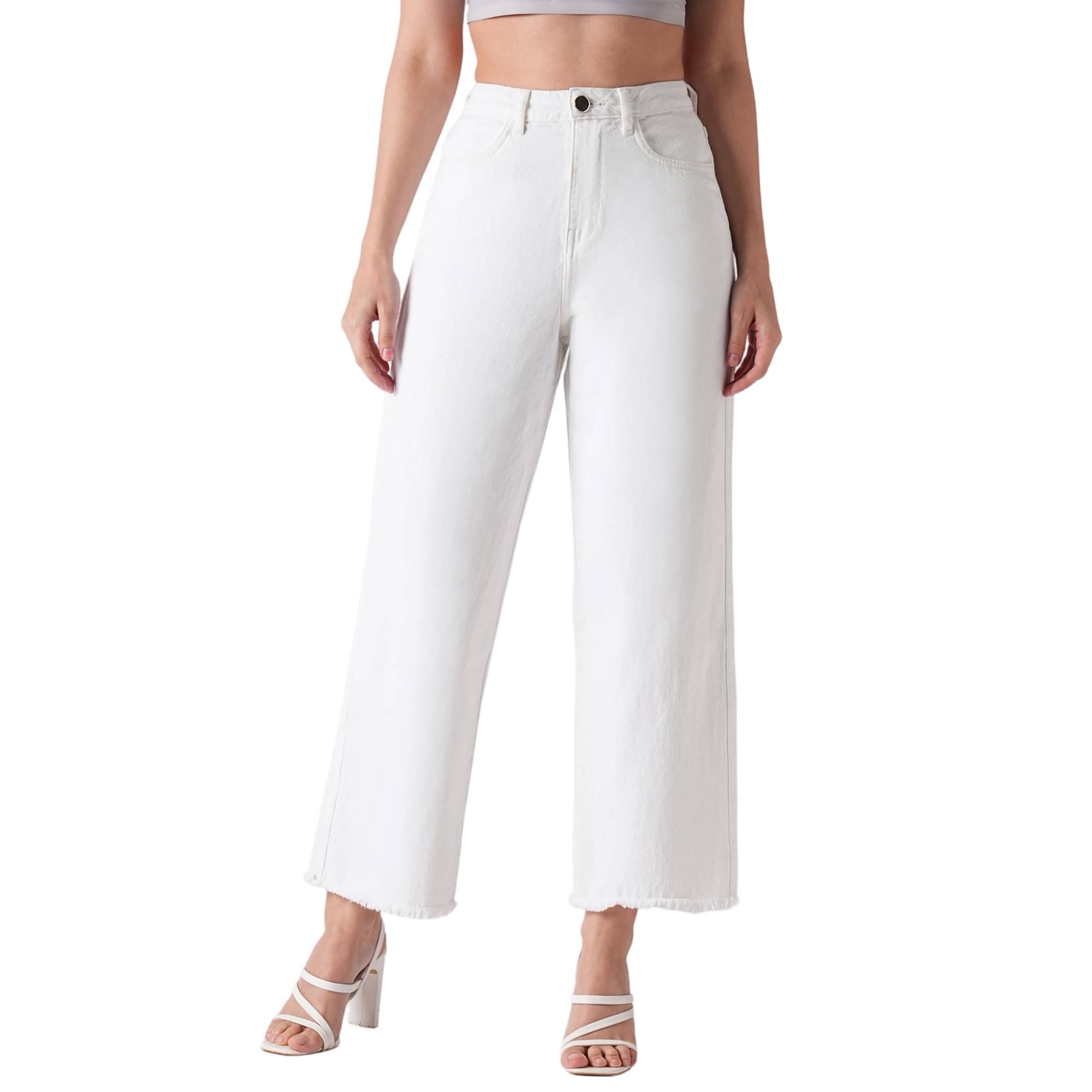     			Globus Women's Relaxed Fit Mid-Rise Jeans ( White )