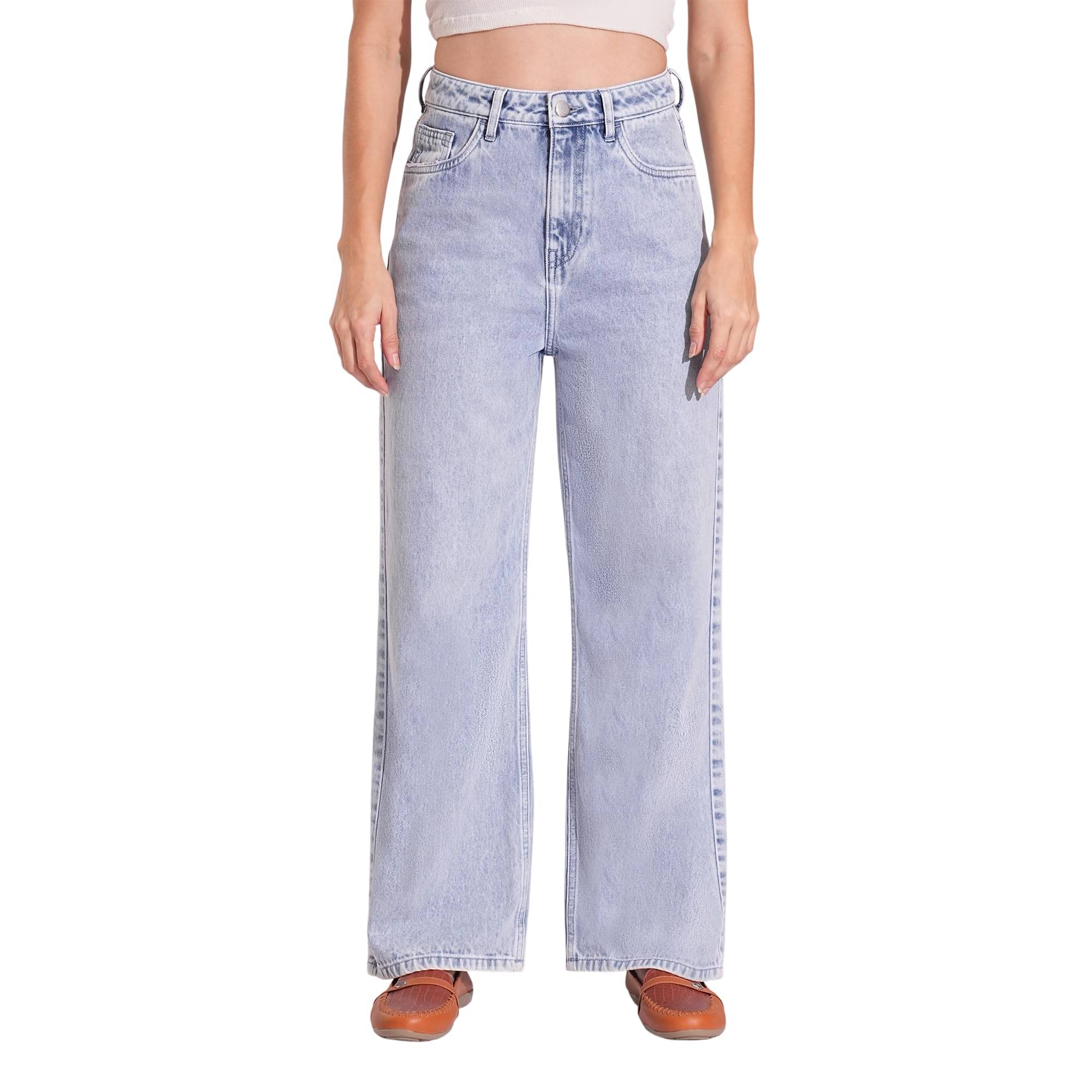     			Globus Women's Straight Fit High-Rise Jeans ( Blue )