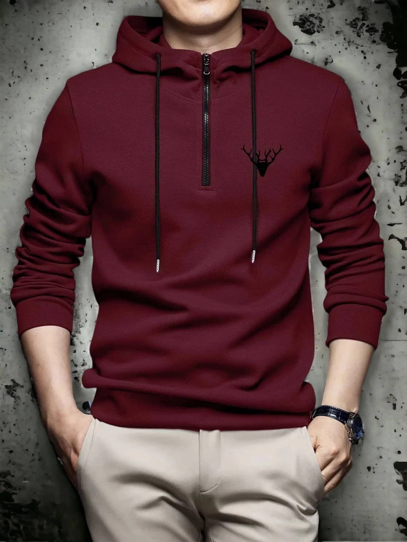 INDICLUB Cotton Blend Hooded Men's Sweatshirt - Maroon ( Pack of 1 )