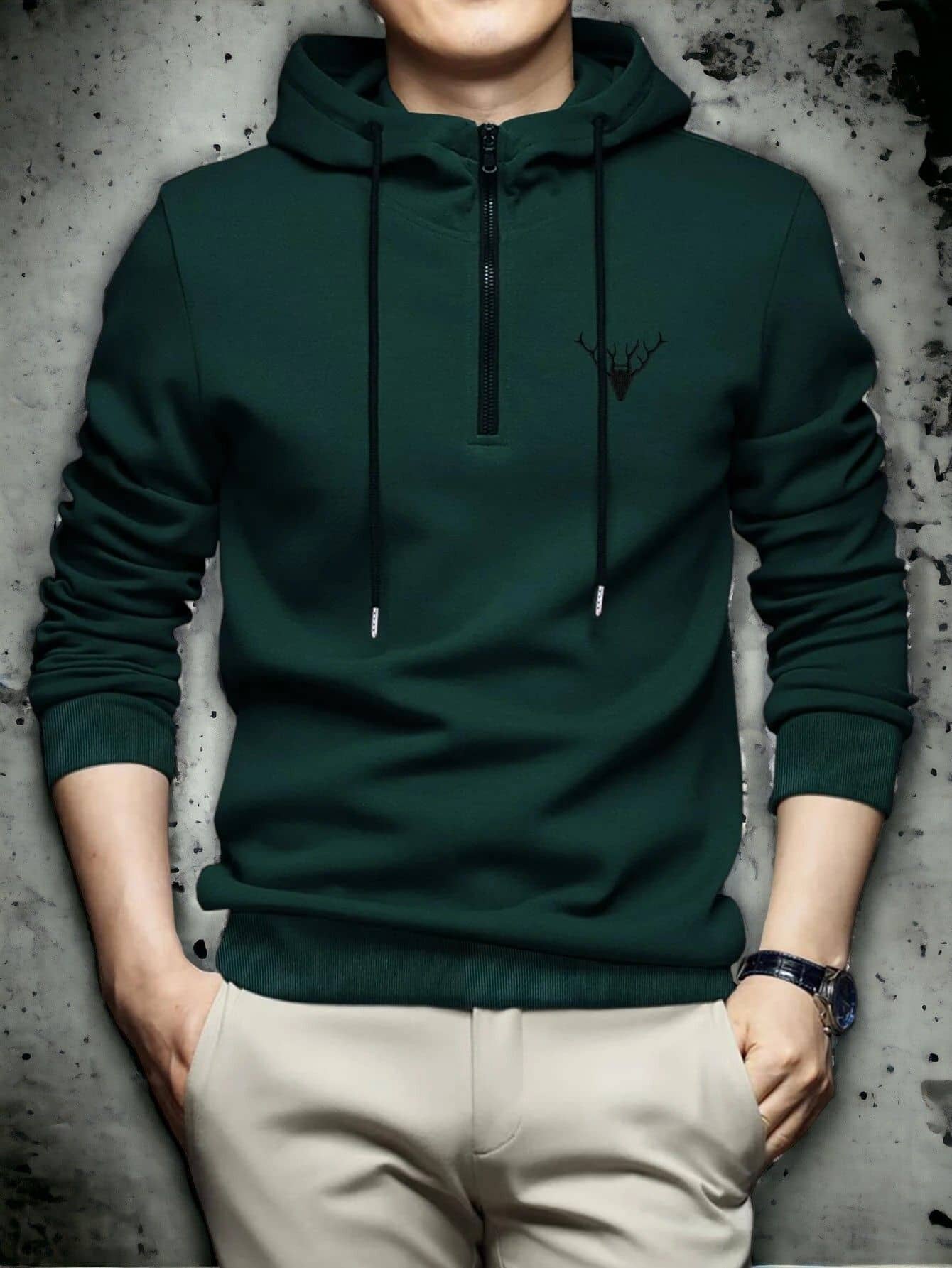 INDICLUB Cotton Blend Hooded Men's Sweatshirt - Green ( Pack of 1 )