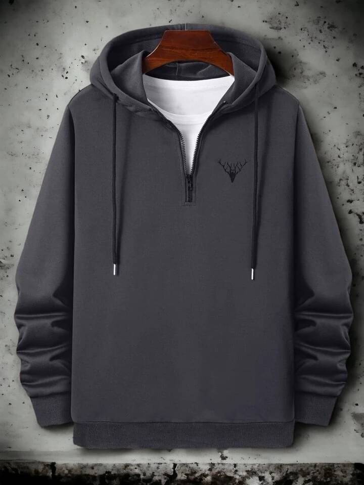 INDICLUB Cotton Blend Hooded Men's Sweatshirt - Grey ( Pack of 1 ) INDICLUB Cotton Blend Hooded Men's Sweatshirt - Grey ( Pack of 1 )