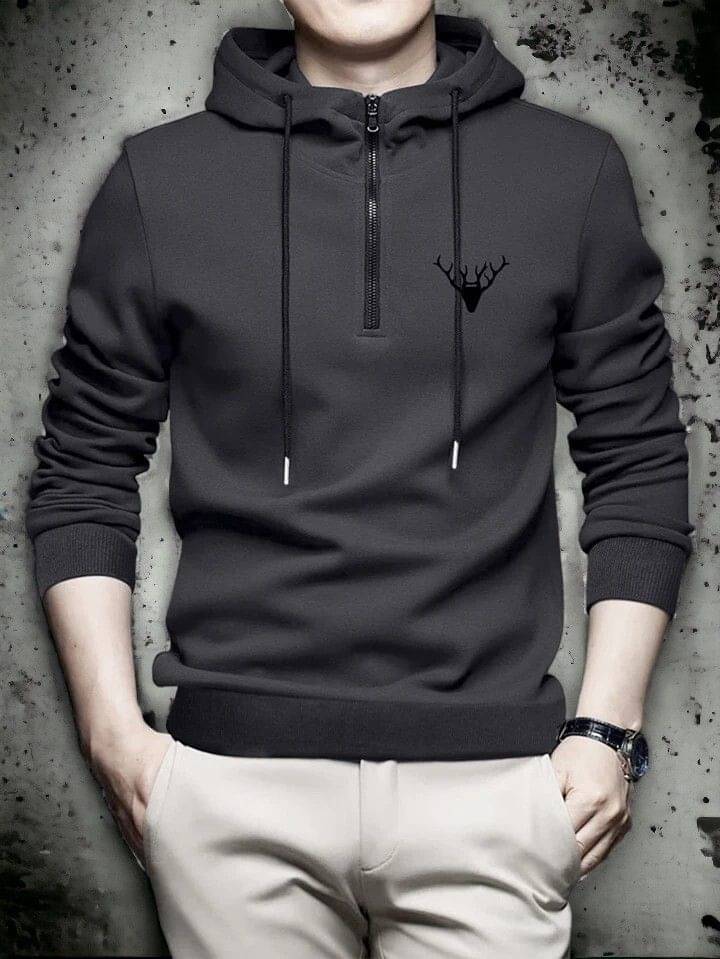 INDICLUB Cotton Blend Hooded Men's Sweatshirt - Grey ( Pack of 1 ) INDICLUB Cotton Blend Hooded Men's Sweatshirt - Grey ( Pack of 1 )