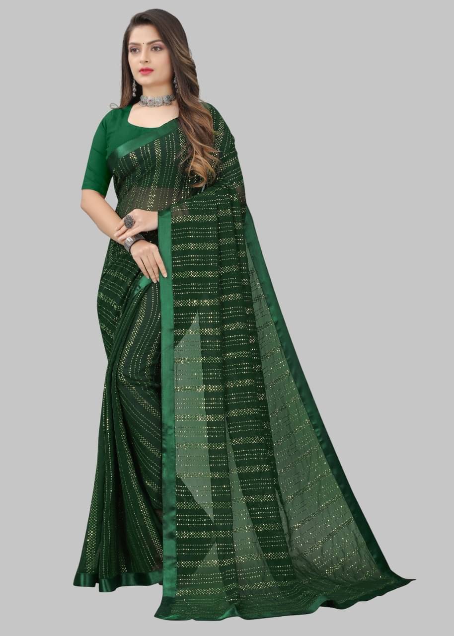     			JULEE Georgette Embroidered Regular Saree With Unstitched Blouse Piece ( Green )