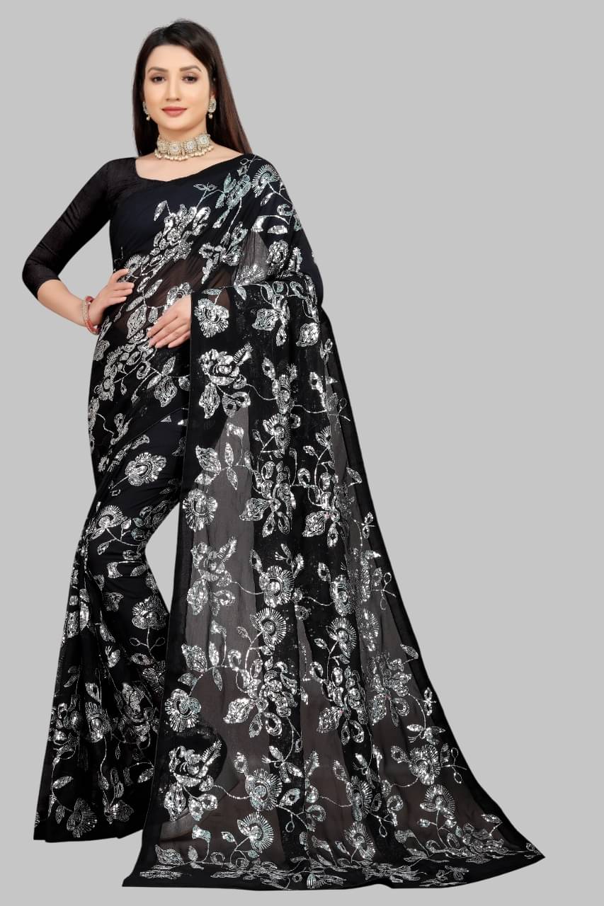     			JULEE Georgette Embroidered Regular Saree With Unstitched Blouse Piece ( Multicolor 2 )