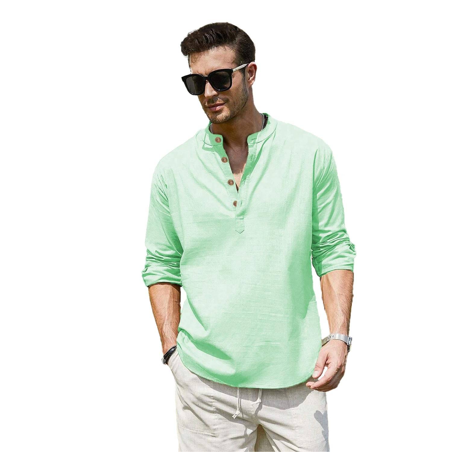     			LENIA Light Blue Blended Men's Regular Kurta ( Pack of 1 )
