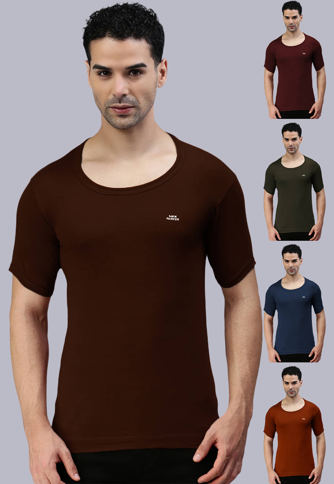     			LUX PARKER Pack of 5 Cotton Basic Vest For Men ( Multi )