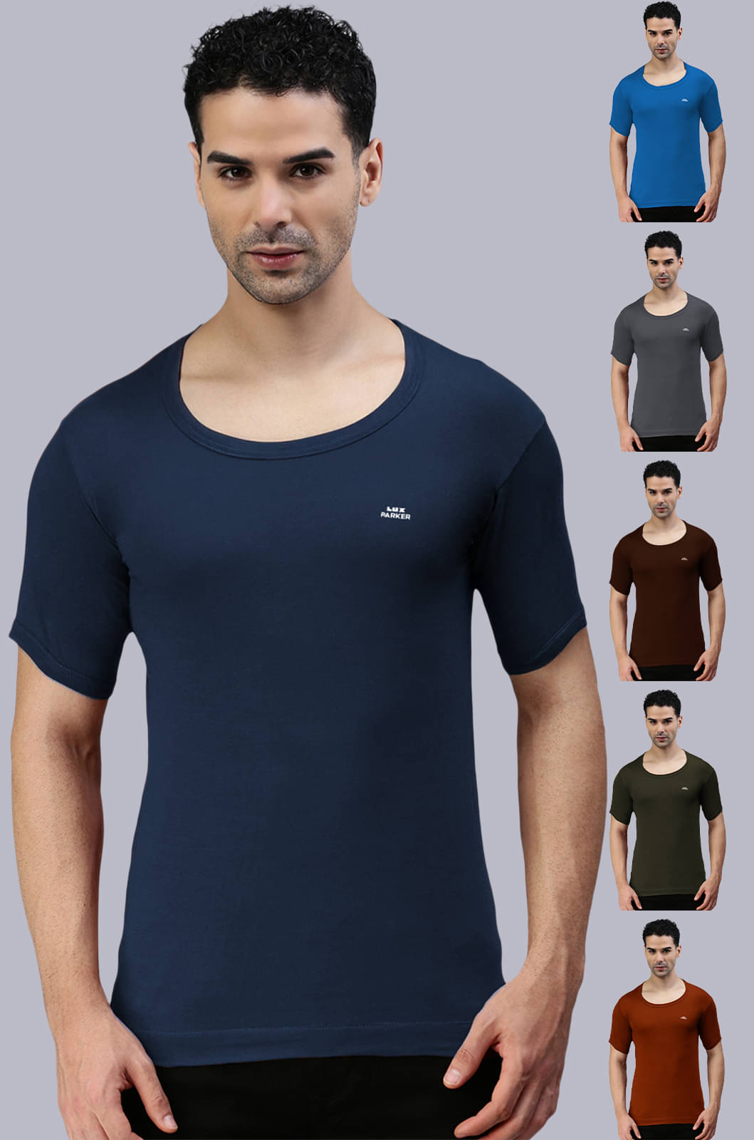 LUX PARKER Pack of 6 Cotton Basic Vest For Men ( Multi ) LUX PARKER Pack of 6 Cotton Basic Vest For Men ( Multi )