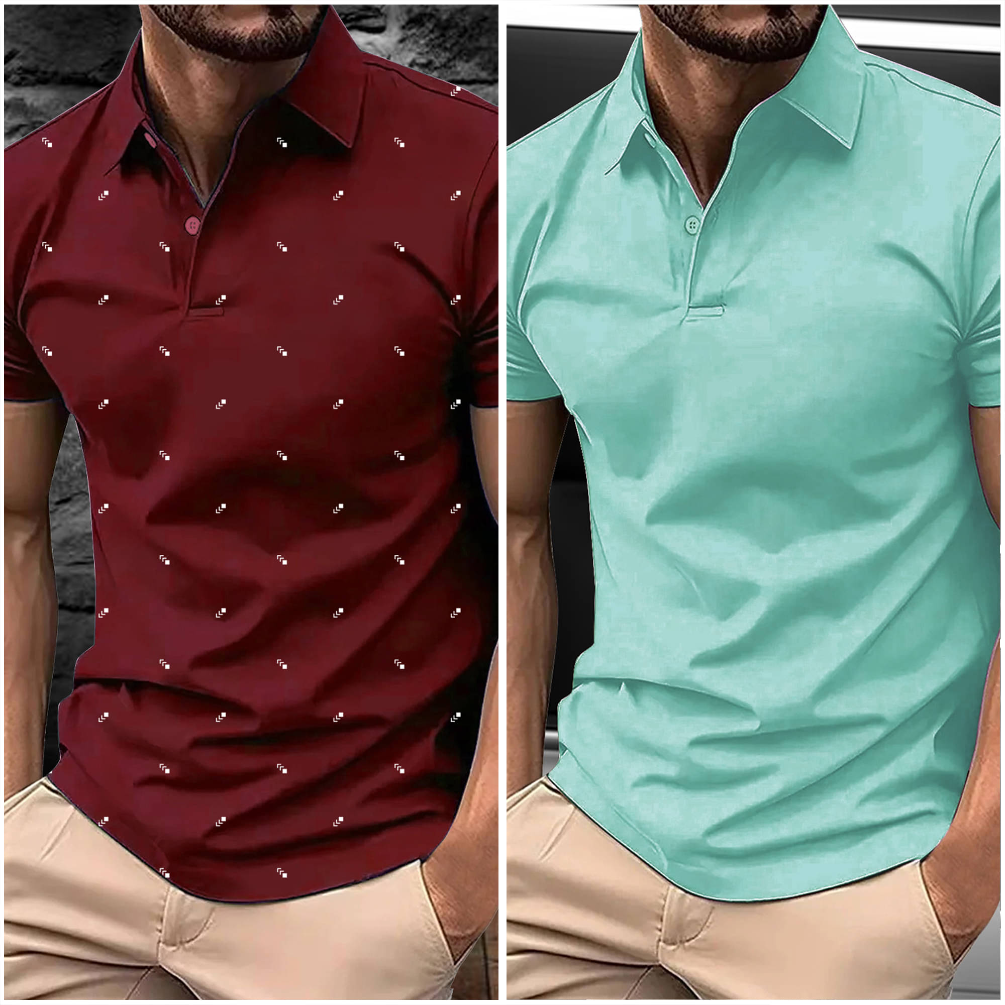     			Merriment Men Polyester Slim Fit Printed Polo T Shirt ( Aqua )