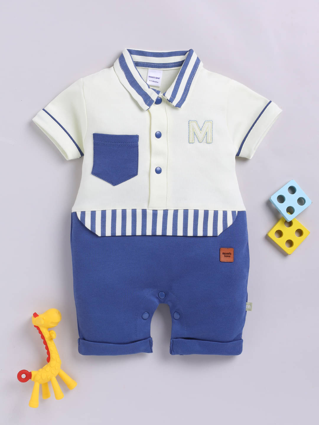     			Mom's Love Pack of 1 Baby Boys Cotton Rompers ( Navy )