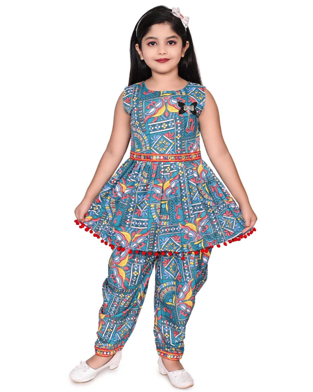     			NAMIA Girls Cotton Blend Kurti with Dhoti ( Pack of 1 , Aqua )