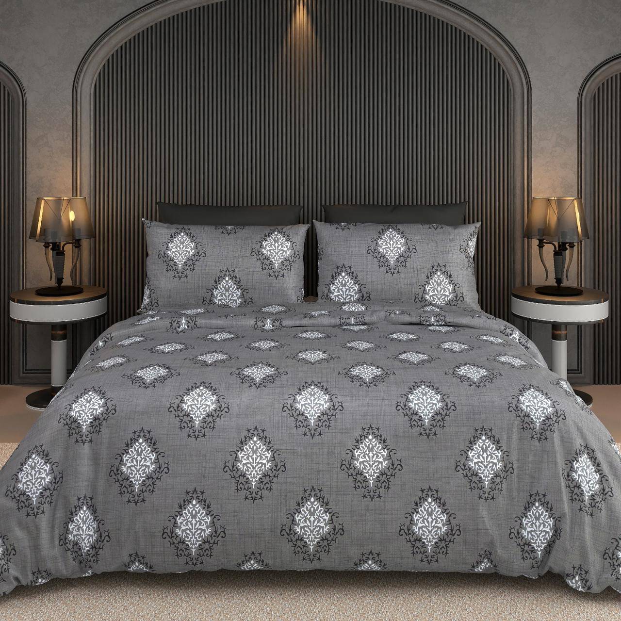     			NeLeo Poly Cotton 1 Double King Bedsheet with 2 Pillow Covers ( Gray )
