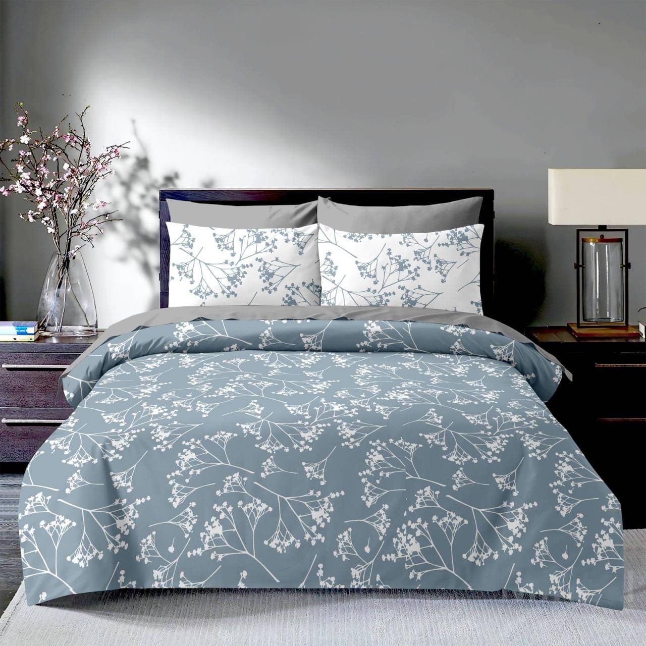     			NeLeo Poly Cotton 1 Double King Bedsheet with 2 Pillow Covers ( Blue )
