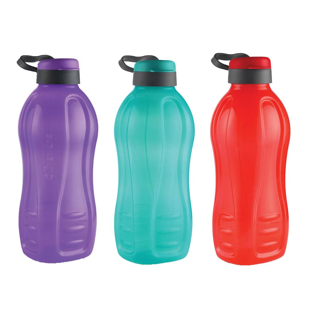     			Oliveware Multicolour Plastic Water Bottle 2000 mL ( Set of 3 )