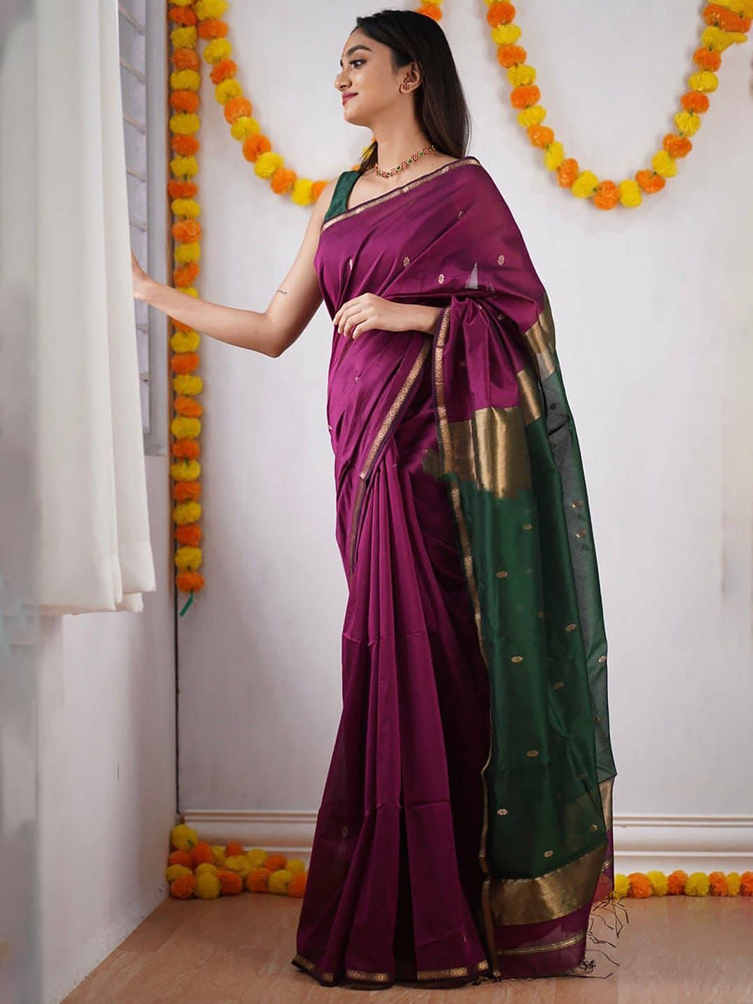     			PEER STORE Cotton Silk Woven Banarasi saree With Unstitched Blouse Piece ( Multicolor 3 )