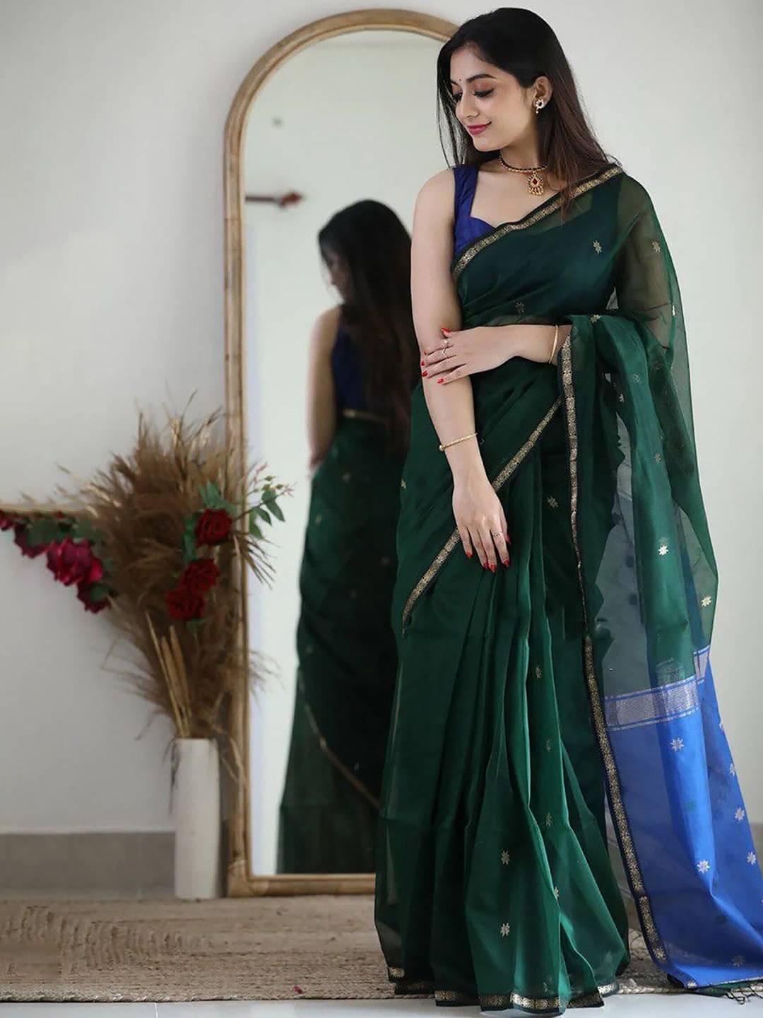 PEER STORE Cotton Silk Woven Banarasi saree With Unstitched Blouse Piece ( Multicolor 2 )     			PEER STORE Cotton Silk Woven Banarasi saree With Unstitched Blouse Piece ( Multicolor 2 )