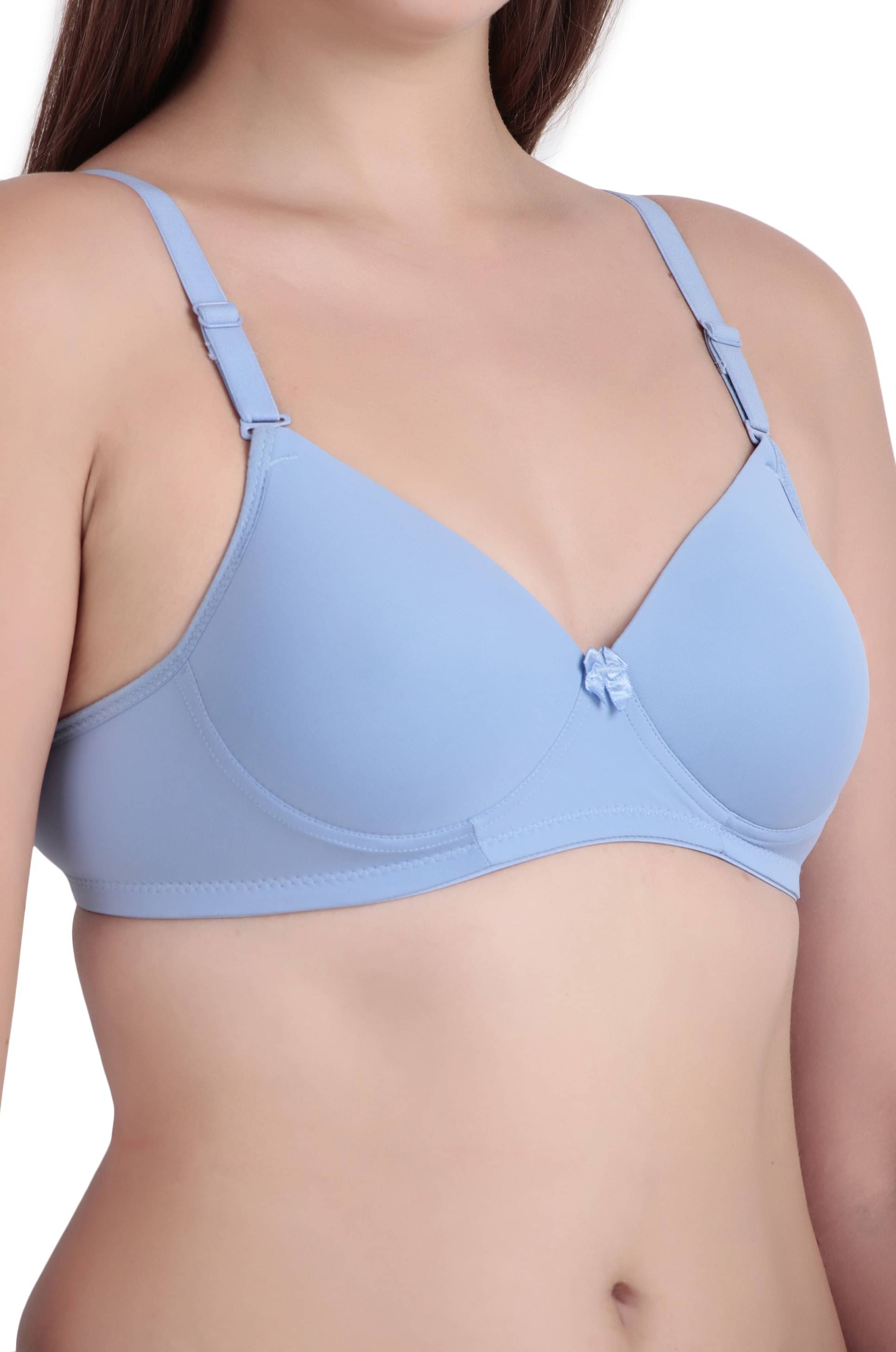     			Piylu Pack of 1 Lycra Heavily Padded T-Shirt Bra For Women ( Light Blue )