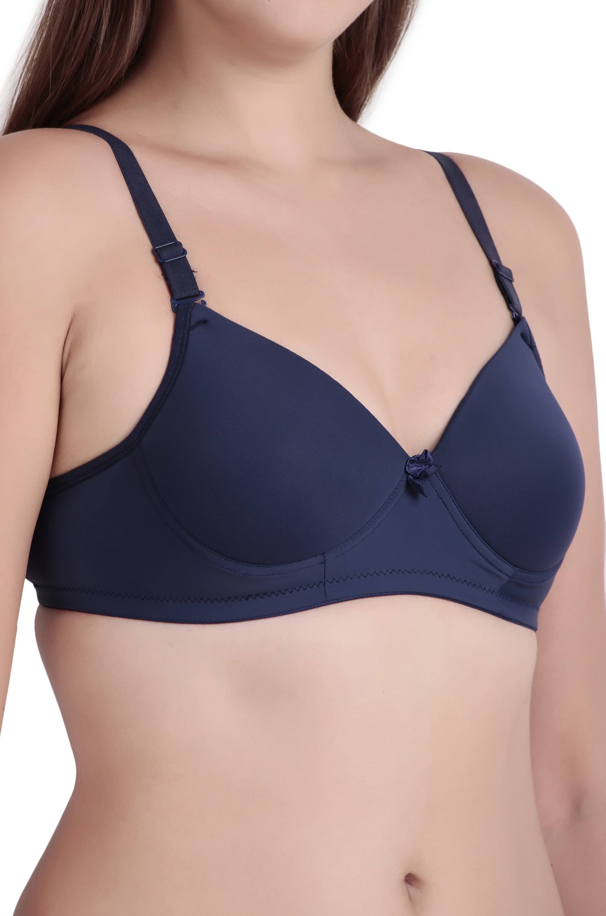     			Piylu Pack of 1 Lycra Heavily Padded T-Shirt Bra For Women ( Navy Blue )