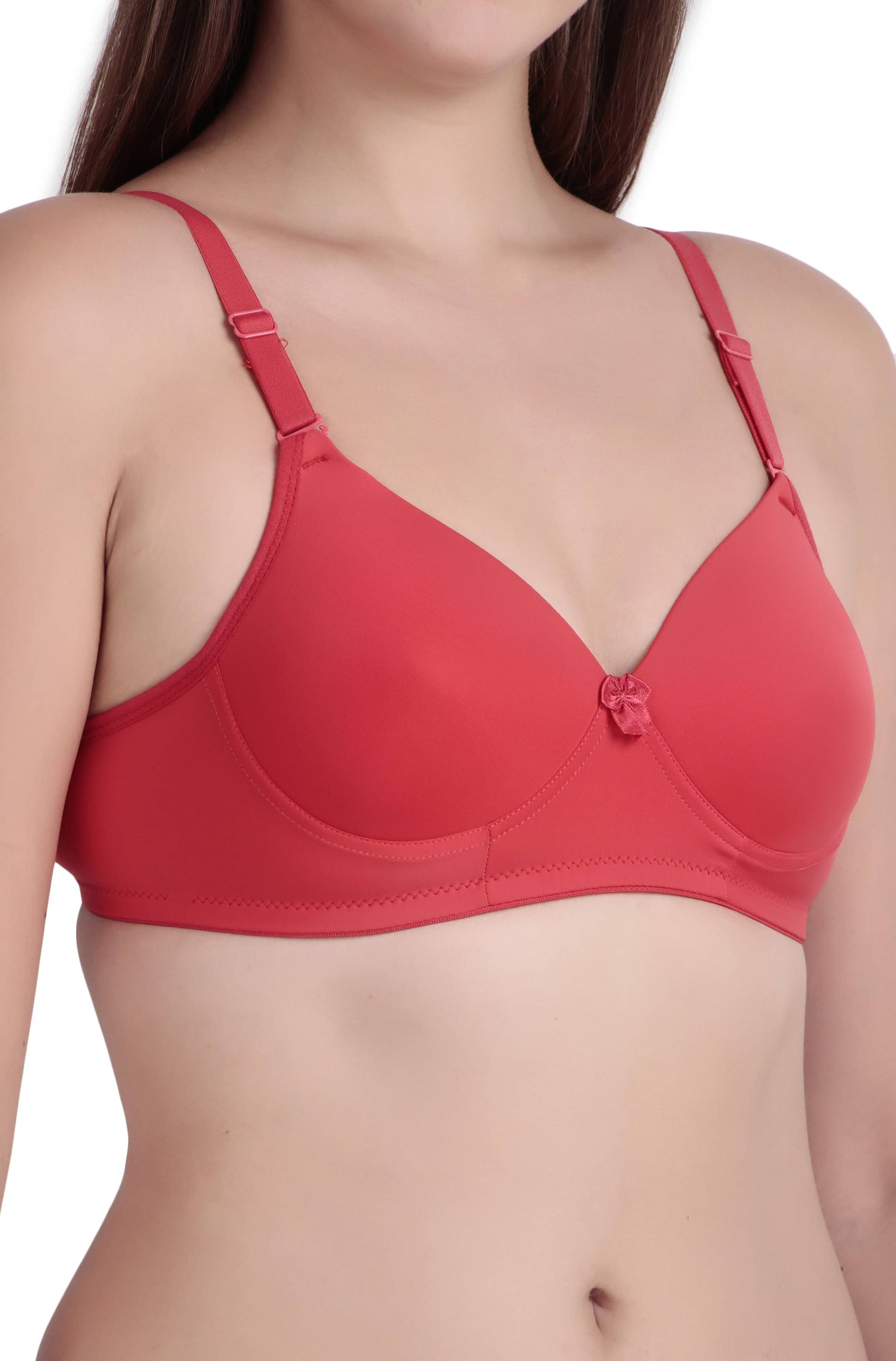     			Piylu Pack of 1 Lycra Heavily Padded T-Shirt Bra For Women ( Red )