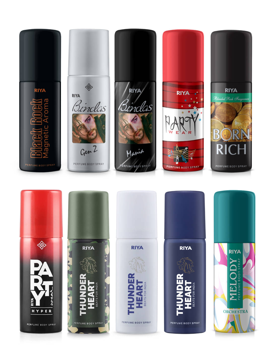     			Riya 40 ml Each | Long Lasting Fragrance Deodorant Spray for Unisex,Men,Women 400 ml ( Pack of 10 )