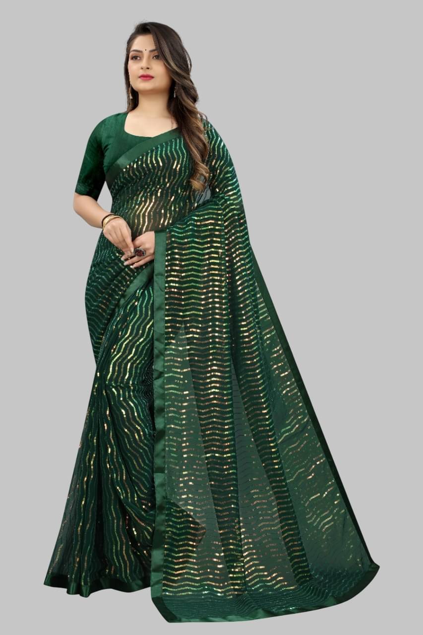     			SATVASHIV Georgette Embroidered Regular Saree With Unstitched Blouse Piece ( Multicolor 1 )